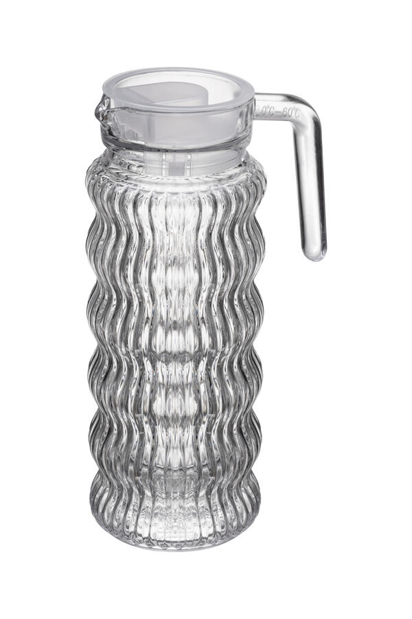 Stikla krūze ar vāku, 1L, raksts