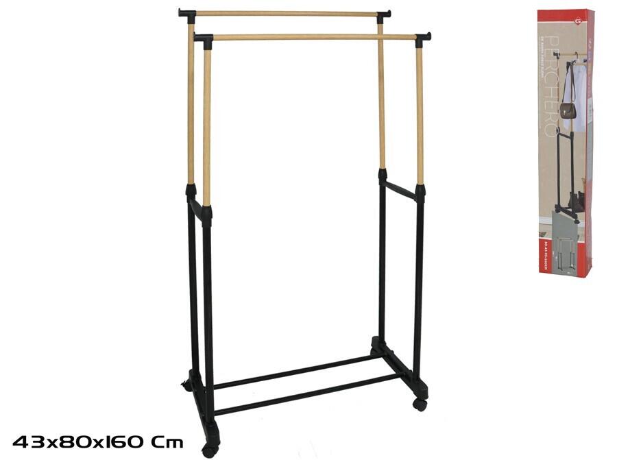 GERIMPORT Dubultais drēbju statīvs 80x43x93–160 cm