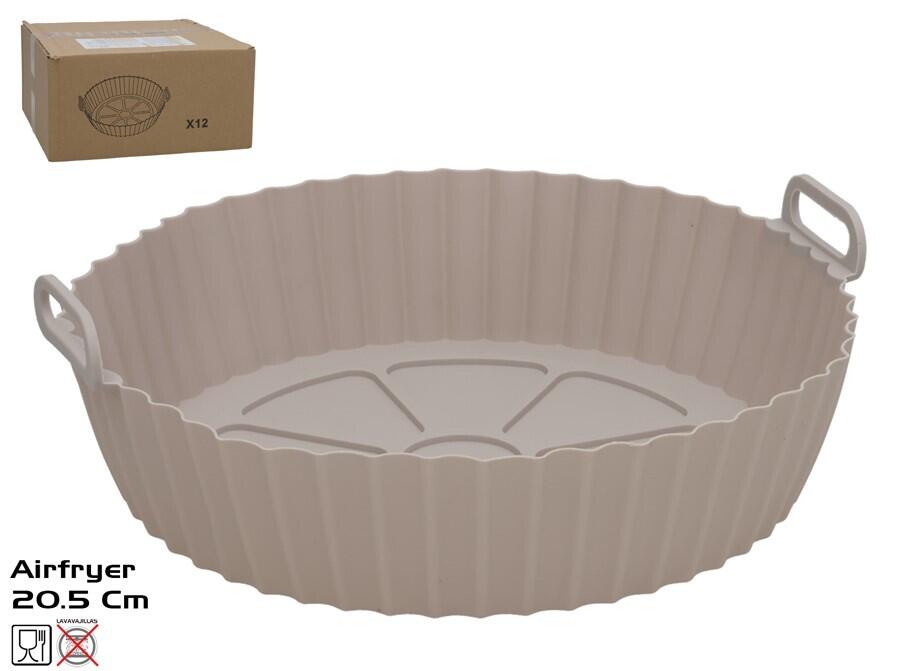 Apaļa silikona cepamā forma gaisa fritierim, pelēka, 6,5 x 20,5 x 20,5 cm, KITCHEN&GO (8445393418841)