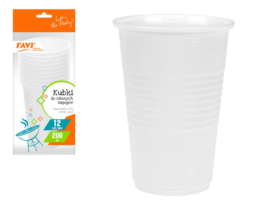 Vienreizlietojamās krūzes aukstajiem dzērieniem, 200 ml, 12 gab., 13.5 x 7 x 30, 01313, Simple Solut (01313)
