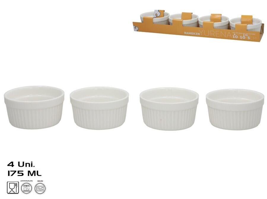 Формы для выпечки x4 175 мл 10x10x5 см белые, KITCHEN&GO (8445393578446)