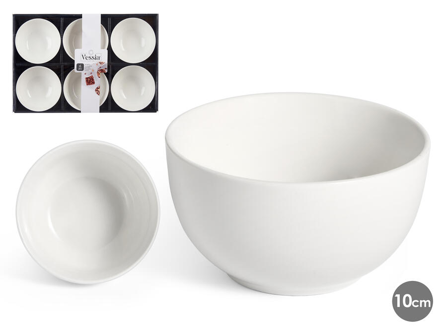 Komplekts 6 baltas porcelāna bļodas 10