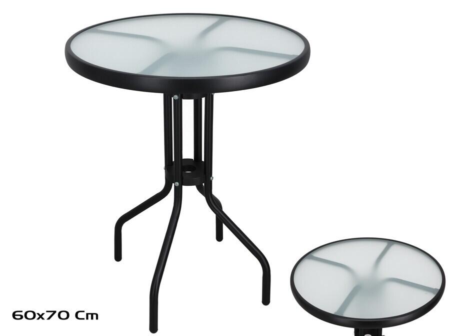 Galds ar stikla virsmu 60x60x70 cm
