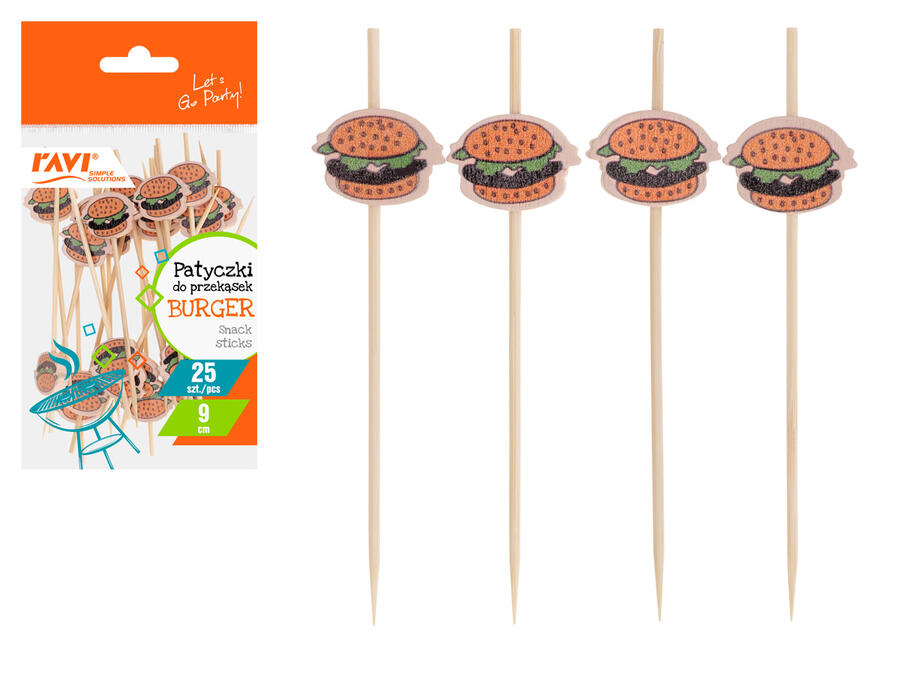 Burgera bambusa uzkodu kociņi 25 gab., 9 cm, 9,5 x 1,5 x 17,5, 91873, Simple Solution (91873)