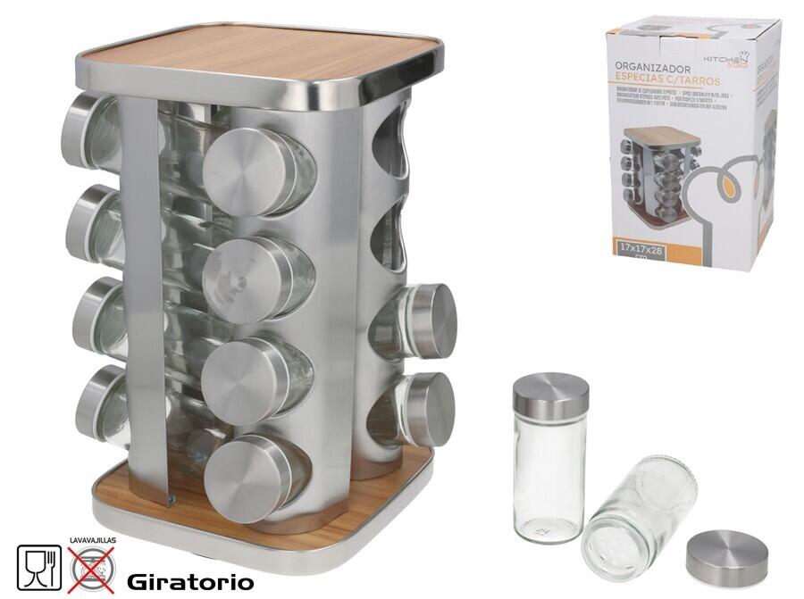 Garšvielu organizators ar 16 burciņām 17x28 cm, KITCHEN&GO (8445393533735)