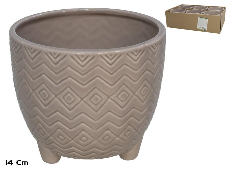 Керамический цветочный горшок Brisa коричневый 14x14x12 см, GARDEN ENJOY (8445393401874)