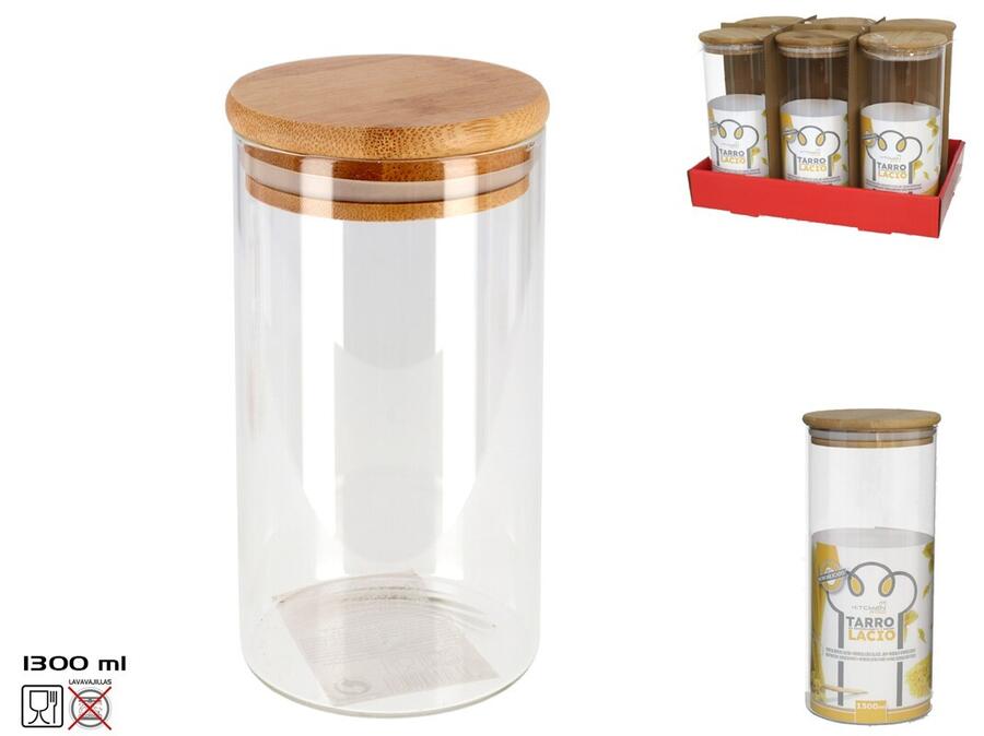 Borosilikāta stikla burka 1300 ml, 22,5 × 10 × 10 cm, KITCHEN&GO (8430540911092)