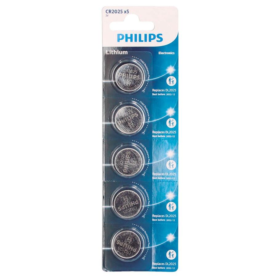 PHILIPS lithium CR2025 litija baterijas, 5