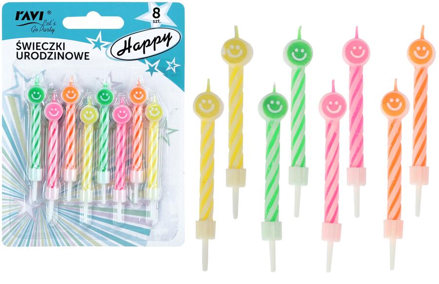 HAPPY dzimšanas dienas sveces, 8 gab