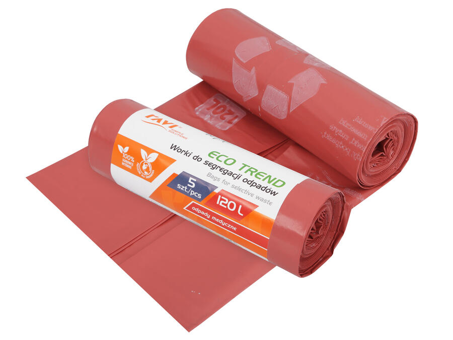 Мешки для мусора ECO TREND, 120 л, 5 шт., красные (металл), 19 x 7 x 7, 00740, Simple Solution (00740)