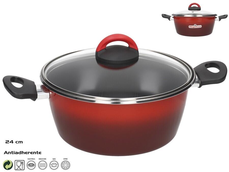 Кастрюля с крышкой, 24 см, ~5 л, Rosso, 32,00 x 24,00 x 18,00 см, Magefesa (8427267126342)