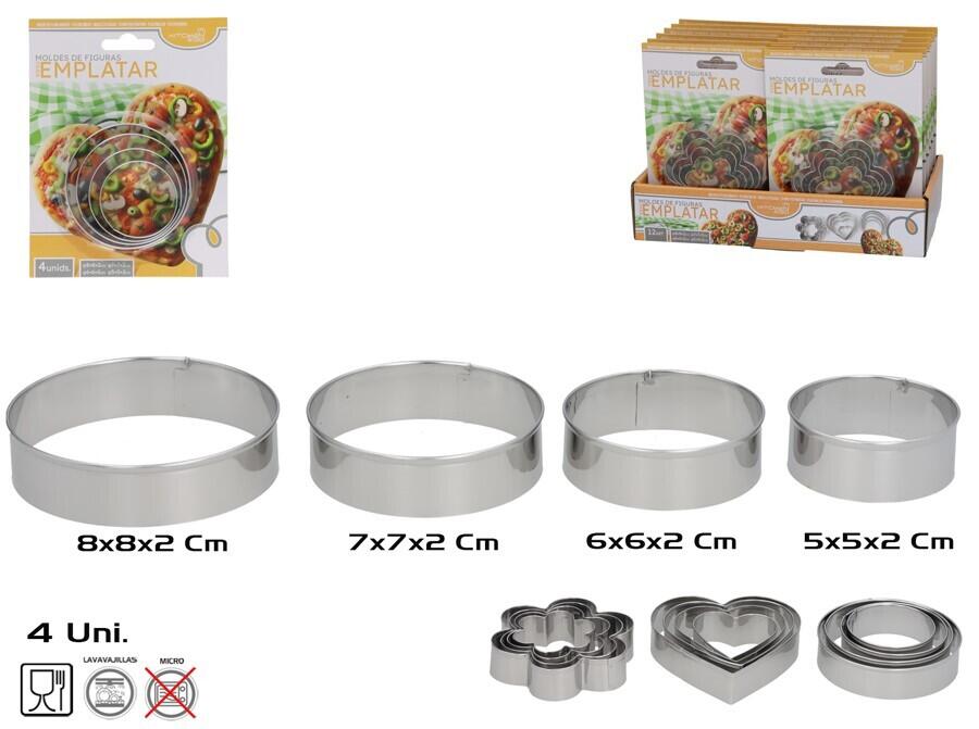 Набор из 4 форм для сервировки, 3 вида фигур, 2 x 8 x 8 см, KITCHEN&GO (8445393383101)