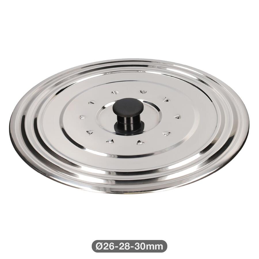 Universāls nerūsējošā tērauda vāks katliem un pannām Ø26–28–30 cm, 401015013, Vassary (401015013)