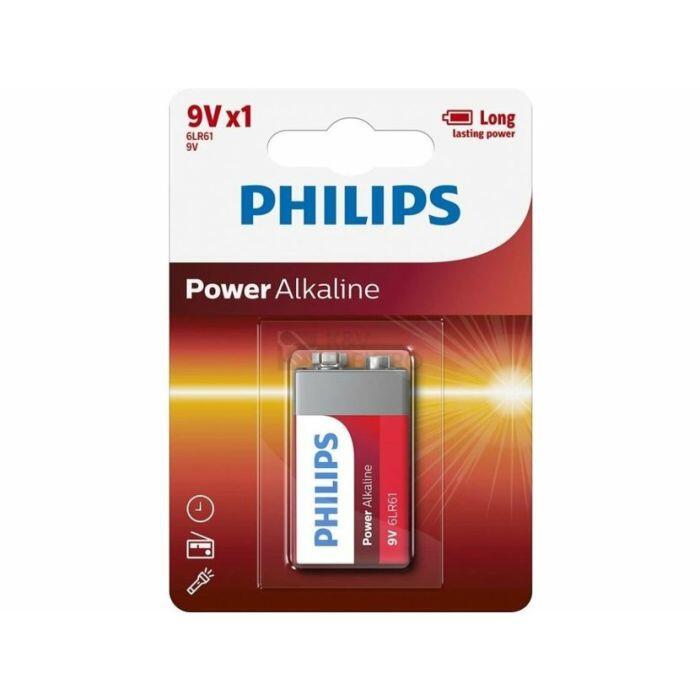 Щелочная батарейка PHILIPS alkaline 6F22 (9V), 1 шт./блистер, 009000315 (009000315)