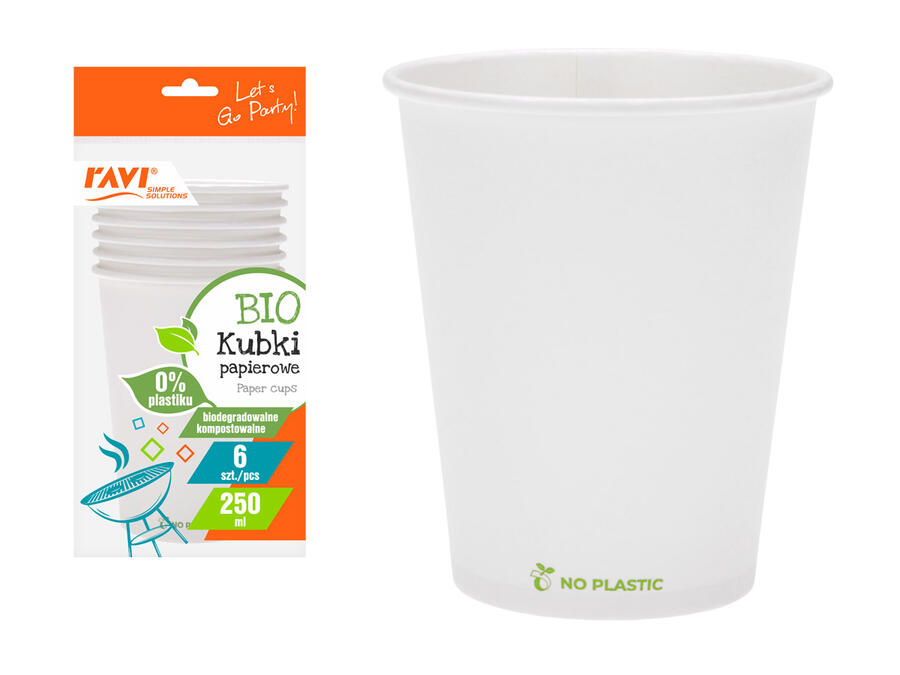 BIO papīra krūzes, 250 ml, 6