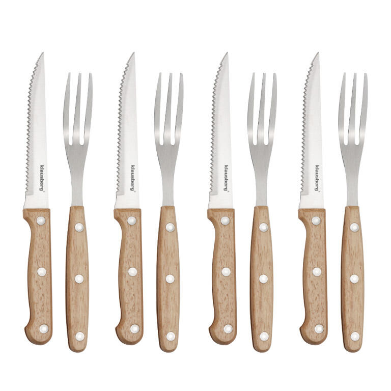 8 предметов для стейка и BBQ, нержавеющая сталь и дерево, Klausberg KB 7976 (KB 7976)