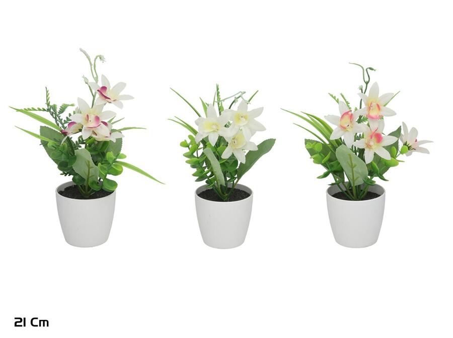 Mākslīgie ziedi cimbīdijs podiņā 21 cm