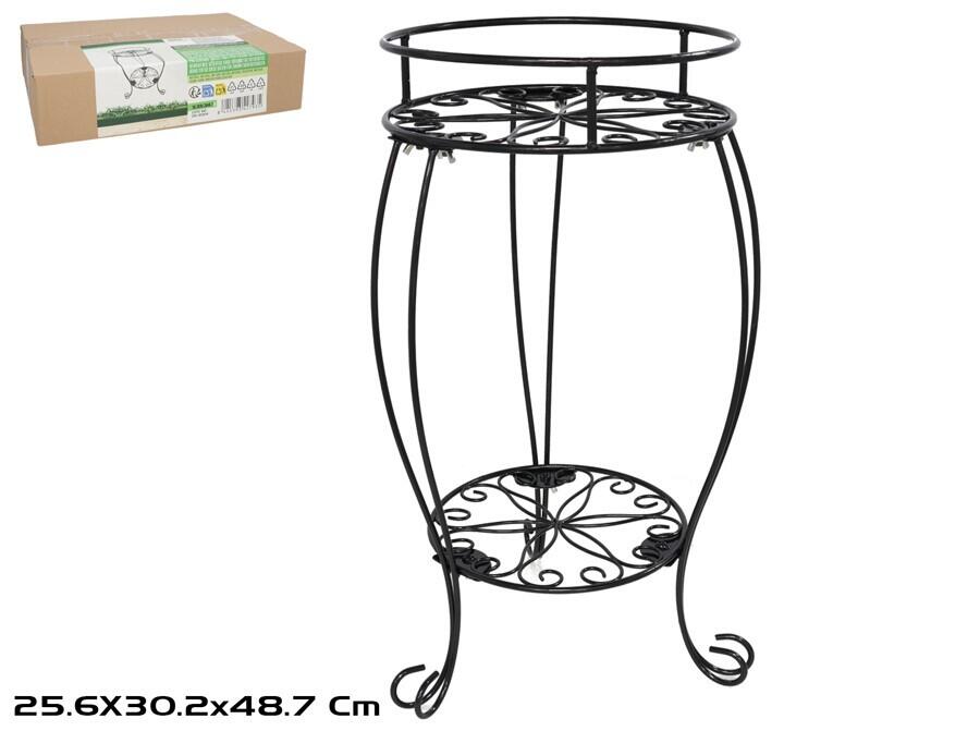 Двухъярусный цветочный горшок 30,2x30,2x48,7 см чёрный, GARDEN ENJOY (8445393427935)