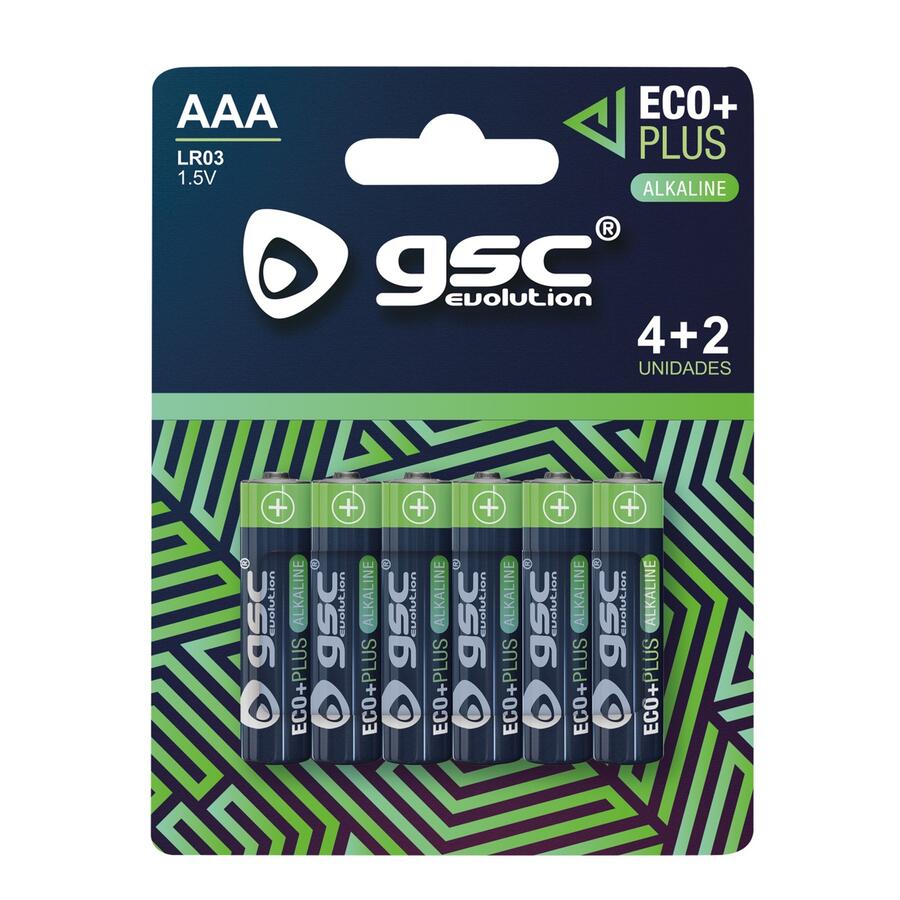 Щелочные батарейки GSC EcoPlus alkaline LR03 (AAA), 6 шт./упаковка, 106000052 (106000052)