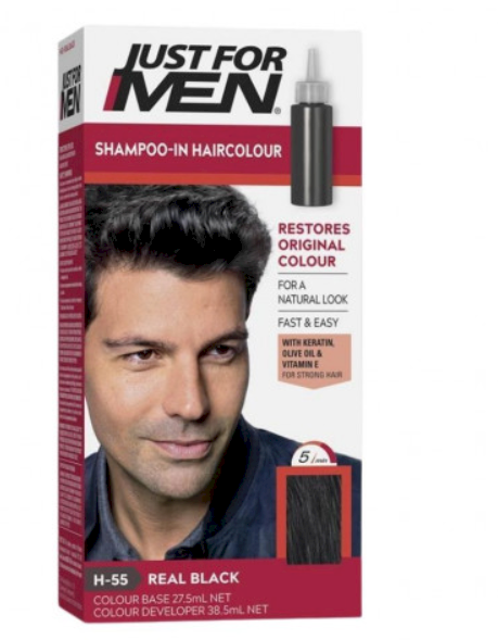 Just For Men Шампунь для окрашенных волос H55 Natural Real Black (5010934004833)