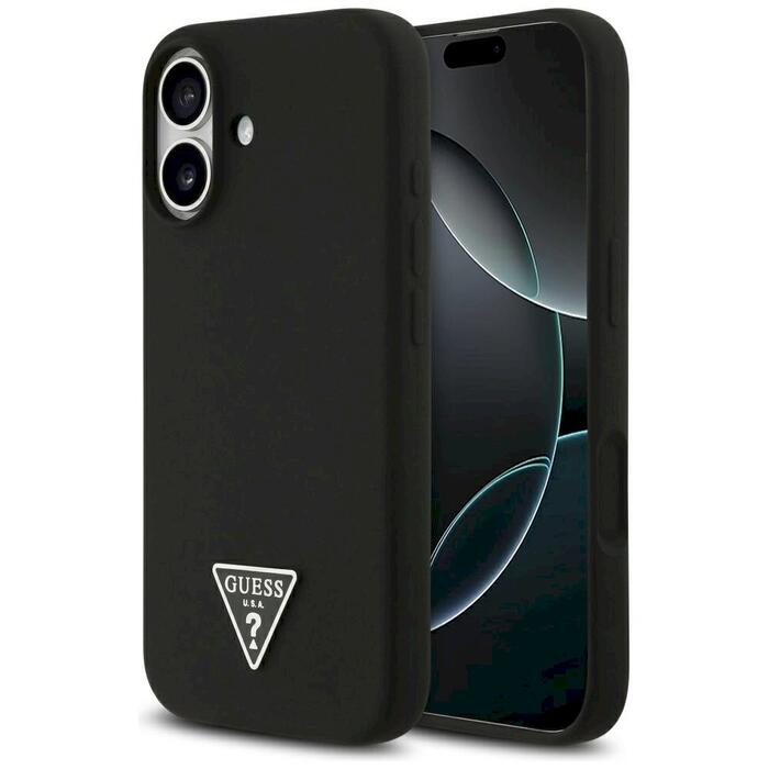 Case Guess Silicone Triangle Logo MagSafe Защитный чехол для iPhone 17 / чёрный (GUHMP17SSCTRLMK)