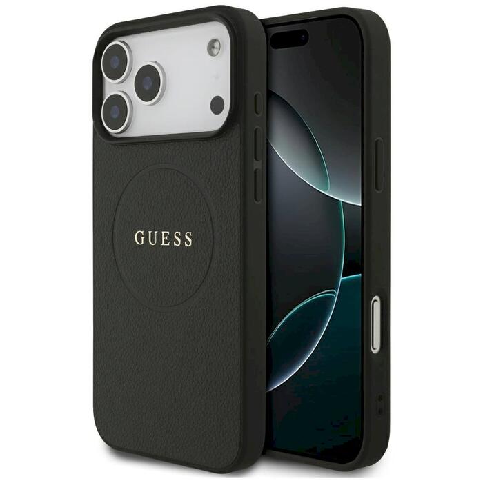 Guess Grained Ring MagSafe case Защитный чехол для iPhone 17 Pro Max / чёрный (GUHMP17XPGHSMMK)