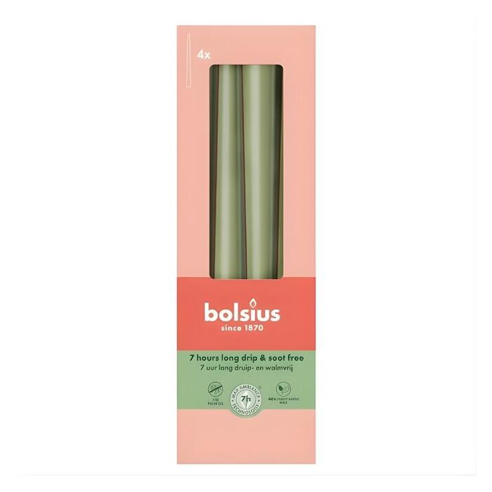 Bolsius Galda Sveces 4gab 245/24mm Olive