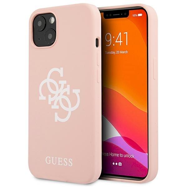 Guess GUHCP13SLS4GWPI Silicone 4G Logo Защитный чехол для iPhone 13 mini 5,4" / розовый (GUHCP13SLS4GWPI)