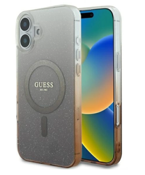 Guess IML Glitter Gradient MagSafe Защитный Чехол для Apple iPhone 16 (GUHMP16SHGRCELW)