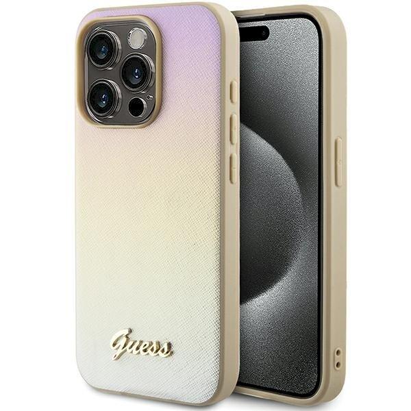 Guess GUHCP15XPSAIRSD Saffiano Iridescent Script Защитный чехол для iPhone 15 Pro Max 6.7" / золотой (GUHCP15XPSAIRSD)