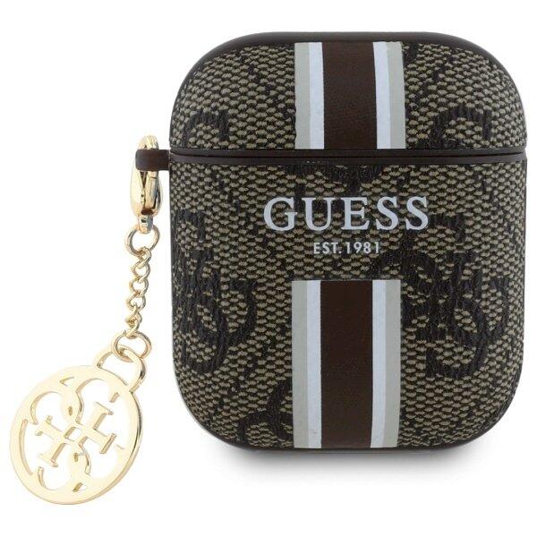 Guess GUA2P4RPSW AirPods 1/2 Cover Защитный чехол для AirPods 1/2 4G Printed Stripes Charm / коричневый (GUA2P4RPSW)