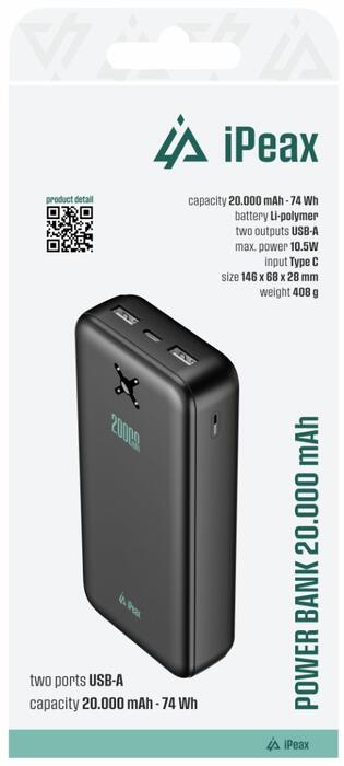 iPeax Power Bank 2x USB-A Внешний аккумулятор  20000mAh (90010119)
