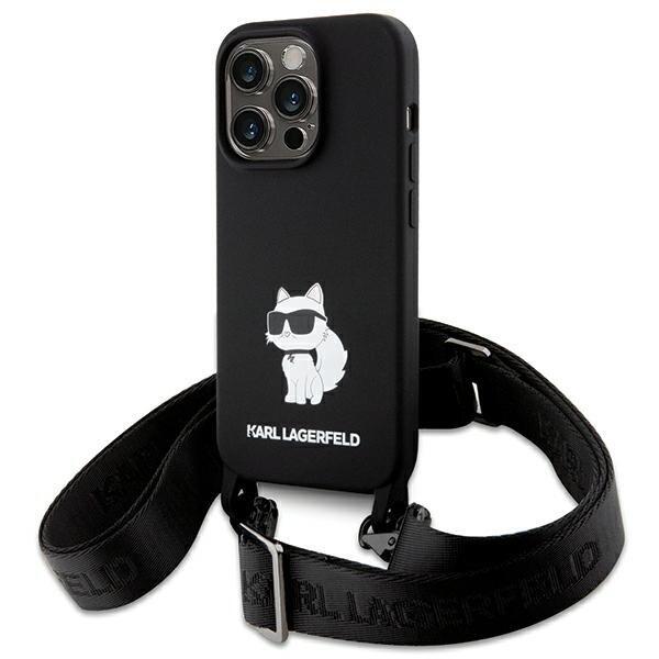 Karl Lagerfeld Crossbody Silicone Choupette Back Case Защитный Чехол для Apple iPhone 15 Pro Max (KLHCP15XSCBSCNK)