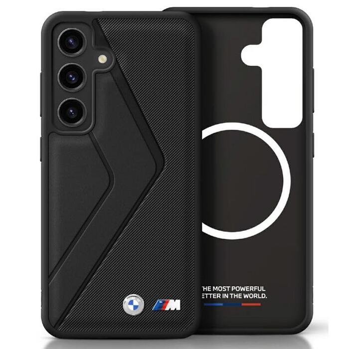Etui BMW Leather Oversized Stripes MagSafe Чехол для Samsung Galaxy S25 (BMHMS25S24PUOCSK)