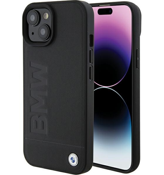BMW Leather Hot Stamp Case Защитный Чехол для Apple iPhone 15 Plus (BMHCP15MSLLBK)