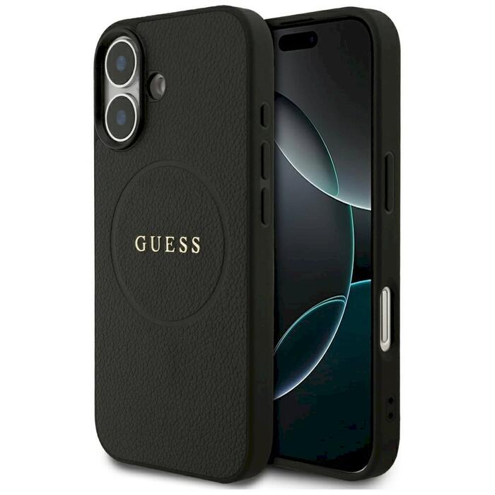 Guess Grained Ring MagSafe Защитный чехол для iPhone 17 / чёрный (GUHMP17SPGHSMMK)