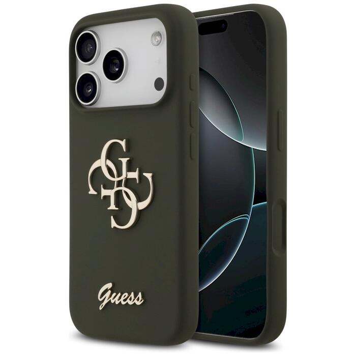 Guess Silicone Big 4G Script case Защитный чехол для iPhone 17 Pro / хаки (GUHCP17LSC4GSMA)