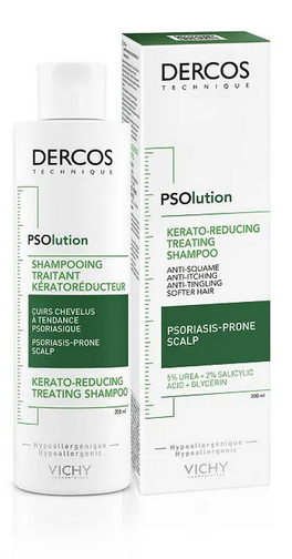 Vichy Dercos Psolution Кераторедуцирующий лечебный шампунь 200 ml (3337875787222)