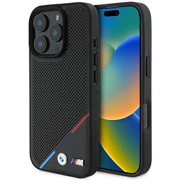BMW M Perforated Tricolor Line MagSafe Защитный Чехол для Apple iPhone 16 Pro (BMHMP16L23PUPDK)