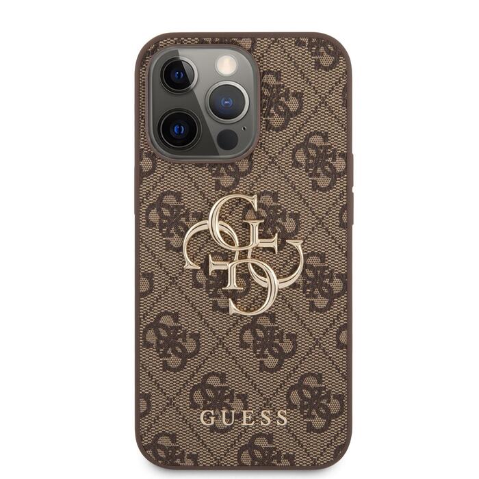 Guess PU 4G Metal Logo Case Защитный чехол для iPhone 13 Pro / коричневый (GUHCP13L4GMGBR)