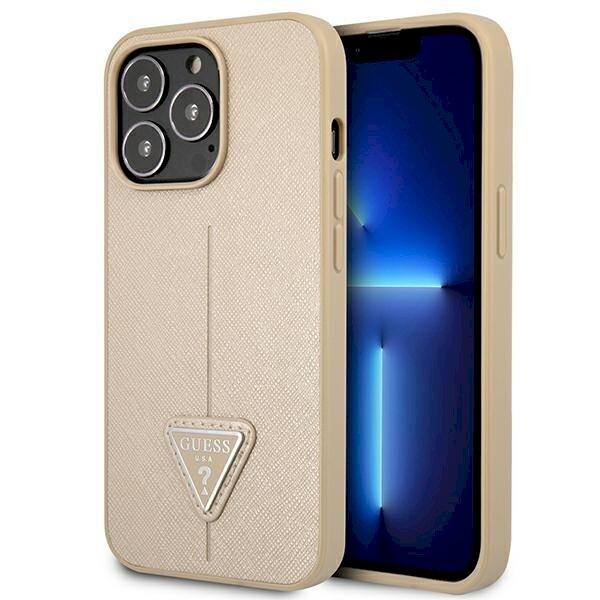 Guess GUHCP13LPSATLE Saffiano Triangle Logo Защитный чехол для iPhone 13 Pro / 13 6,1" / бежевый (GUHCP13LPSATLE)