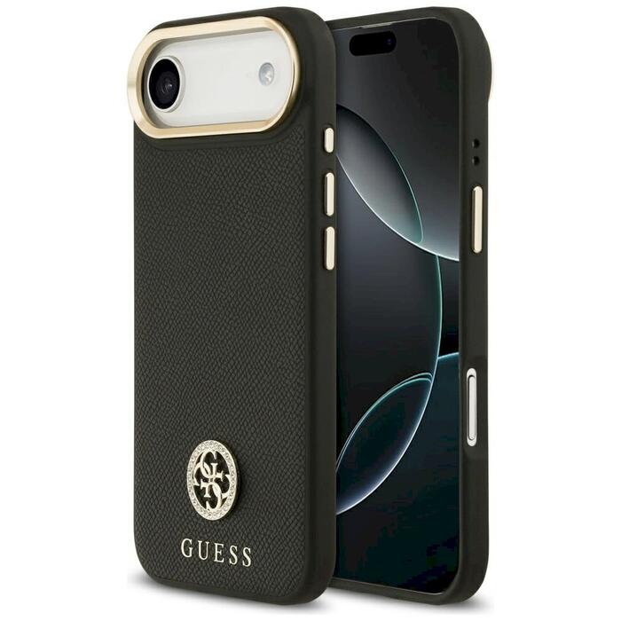 Case Guess Grained Strass Logo MagSafe Защитный чехол для iPhone Air / чёрный (GUHMP17MPGCRMDEK)