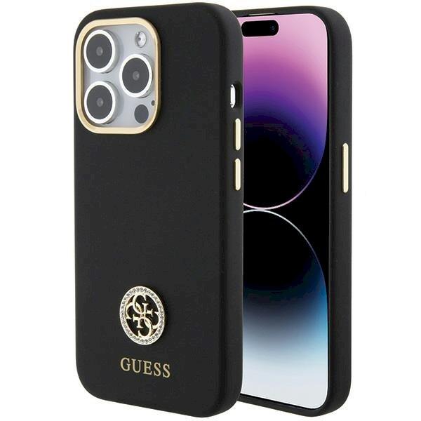 Guess GUHCP15LM4DGPK Silicone Logo Strass 4G Защитный чехол для iPhone 15 Pro 6.1" / чёрный (GUHCP15LM4DGPK)