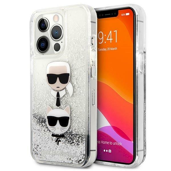 Karl Lagerfeld KLHCP13LKICGLS hardcase Liquid Glitter Karl&Cho Aizsargapvalks priekš iPhone 13 Pro / 13 6,1" / sudraba (KLHCP13LKICGLS)