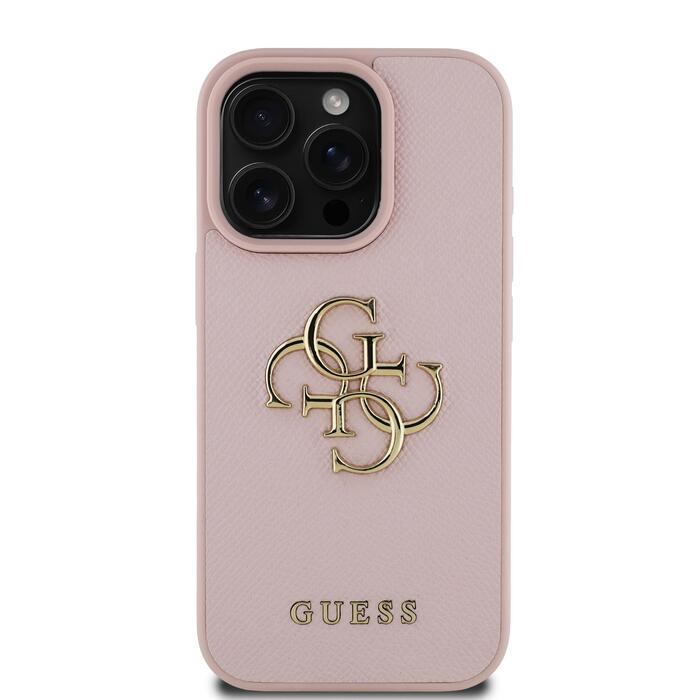 Guess PU Grained 4G Metal Logo Чехол для Apple iPhone 16 Pro (GUHCP16LPGT4MBP)