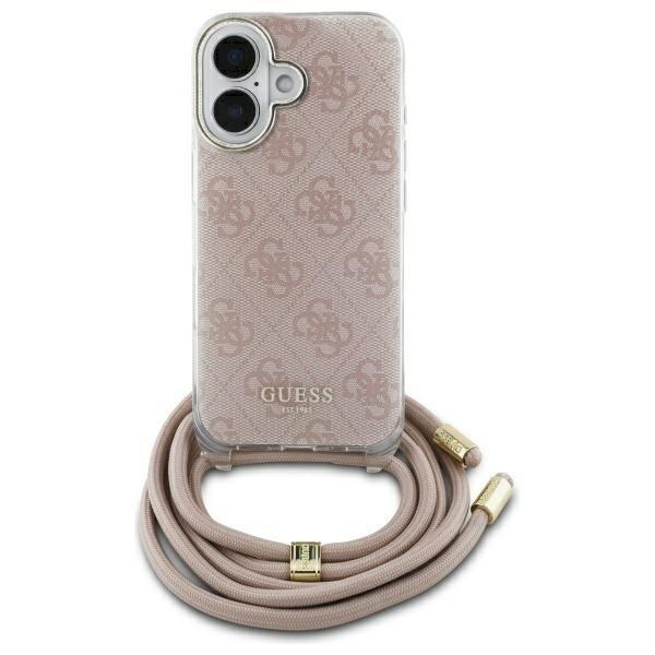 Guess GUHCP16SHC4SEP Hardcase Crossbody Cord 4G Print Защитный чехол для iPhone 16 6.1" / розовый (GUHCP16SHC4SEP)