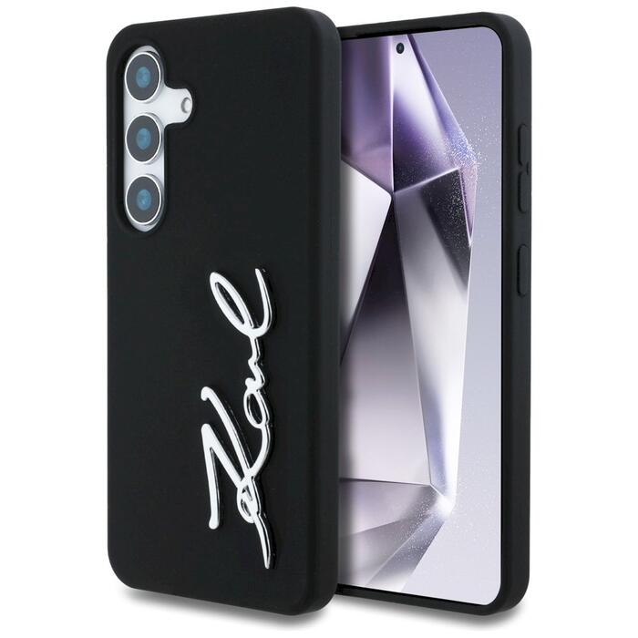Case Karl Lagerfeld Silicone Metal Signature Logo Защитный чехол для Samsung Galaxy S25 / чёрный (KLHCS25SSCMSMVK)