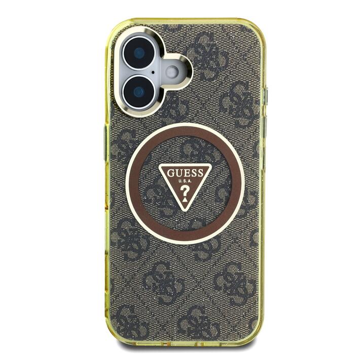 Guess IML 4G Glitter and Triangle Logo MagSafe Case Чехол для Apple iPhone 16 (GUHMP16SHG4PRTGW)