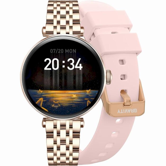 Smartwatch Gravity Viedpulkstenis / rožu zelts-sudrabs