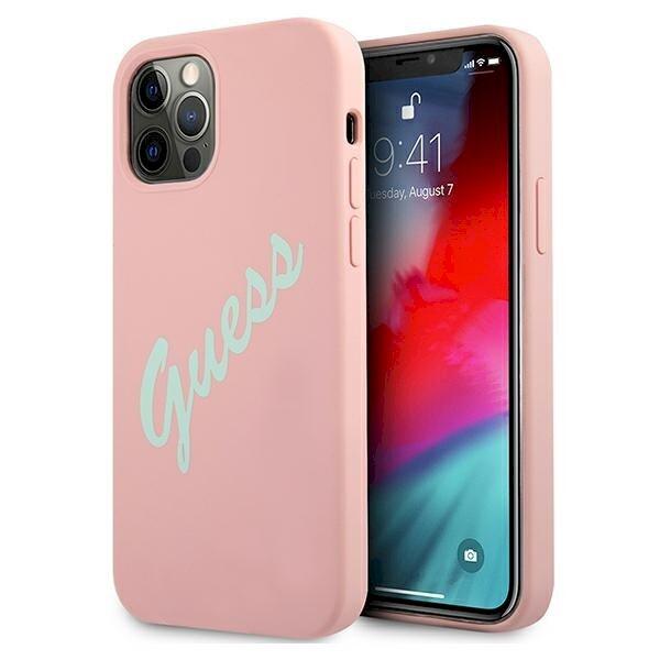 Guess GUHCP12MLSVSPG Silicone Vintage Защитный чехол для iPhone 12/12 Pro 6,1" / зелёно-розовый (GUHCP12MLSVSPG)
